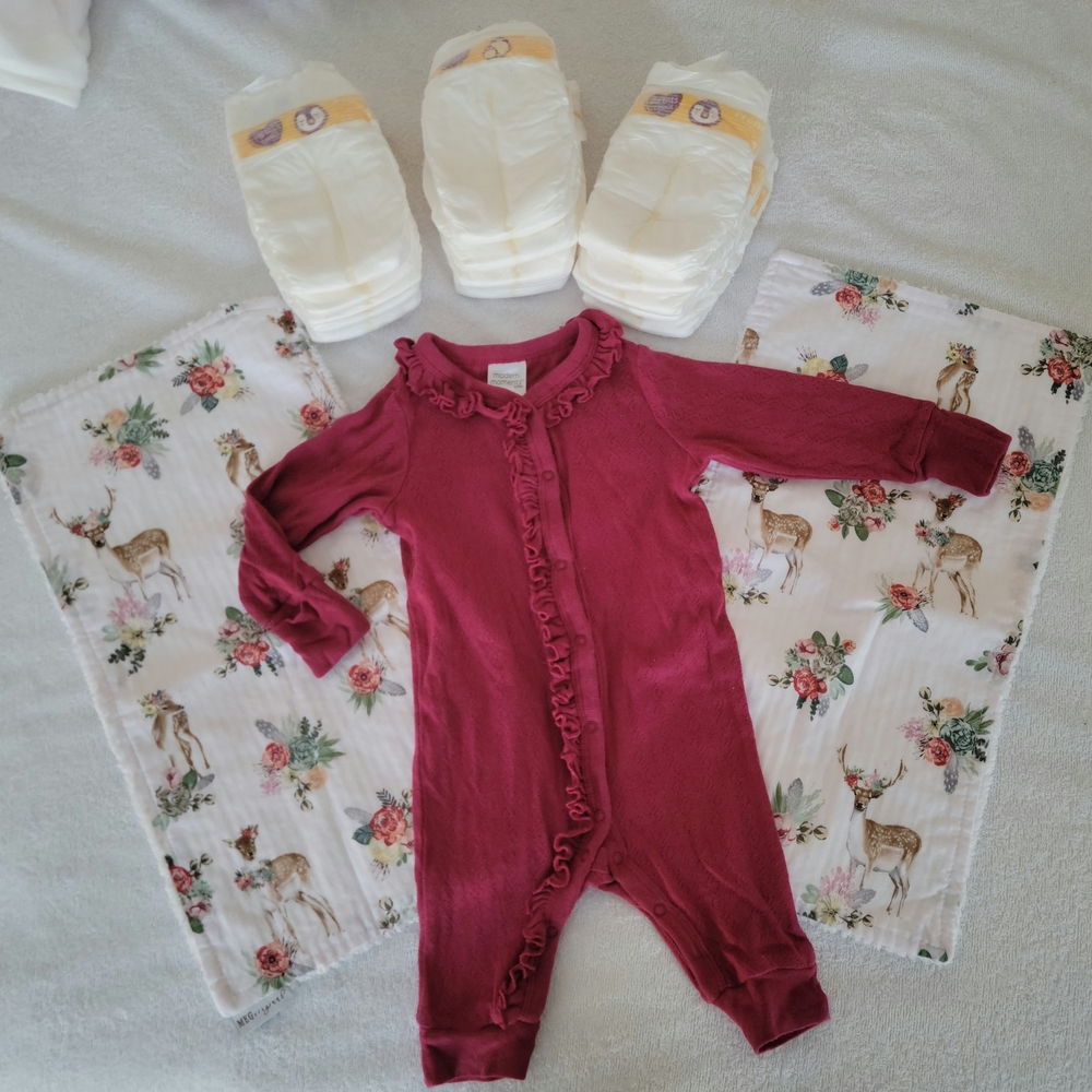 Ruffled Burgundy Baby One Piece